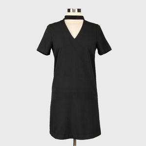 Bishop Young Womens Sasha Black Choker Collar Shift Dress Short Sleeves size S